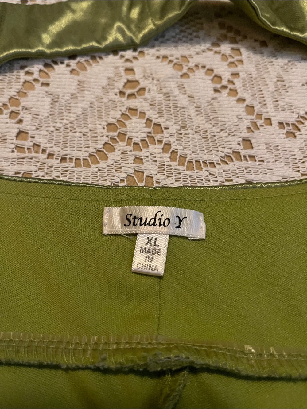 Studio Y Y2K Ruched Satin Tank Top, Green, Size XL - Picture 5 of 6
